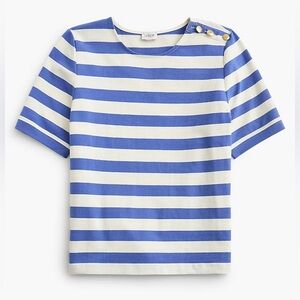 NWT J. Crew Nautical Striped Tee with Button Accents